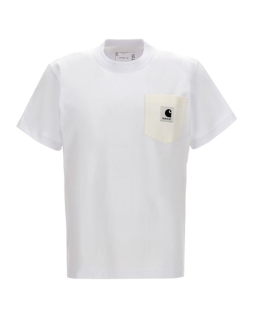 Sacai White T-Shirt X Carhartt Wip