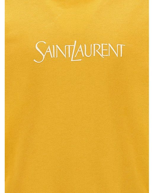 Saint Laurent Yellow Logo Embroidery Sweatshirt for men