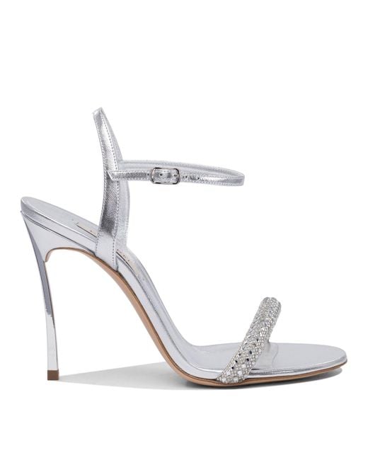 Casadei White Embellished Open Toe Sandals