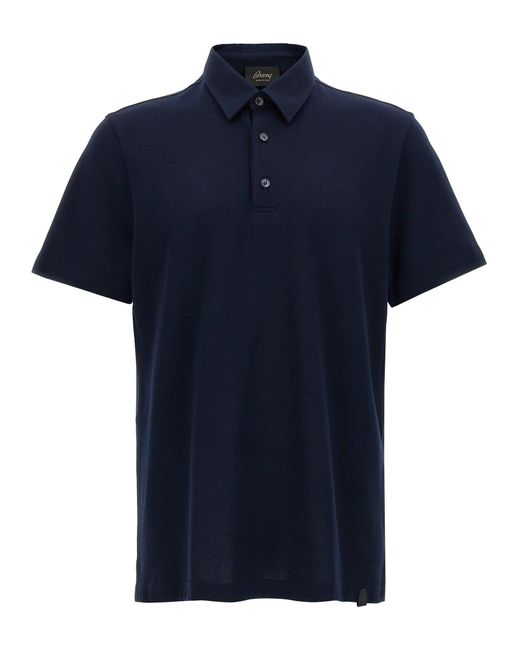 Cotton Shirt Polo Blu-Uomo di Brioni in Blue da Uomo