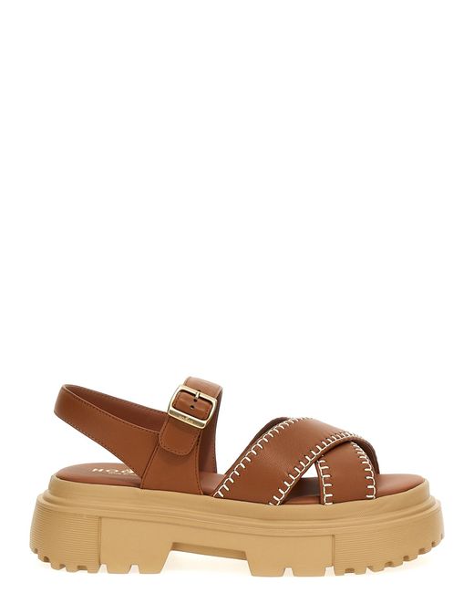 Hogan Brown Leather Sandals