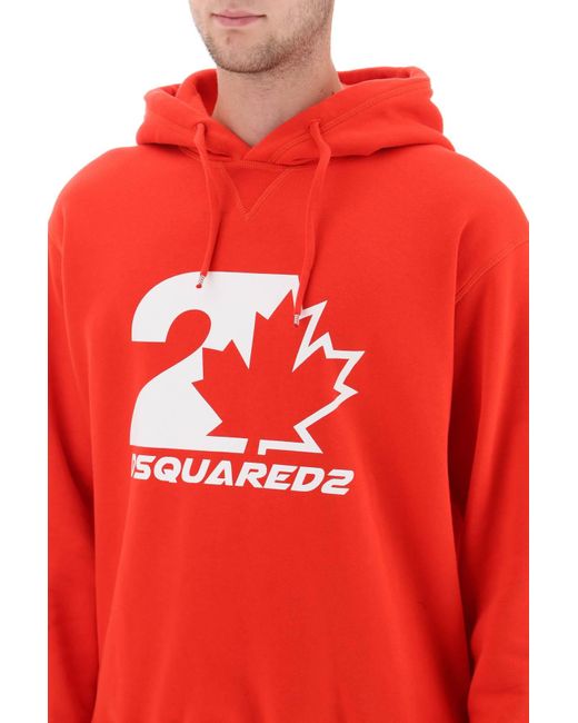 DSquared² Red Printed Hoodie for men