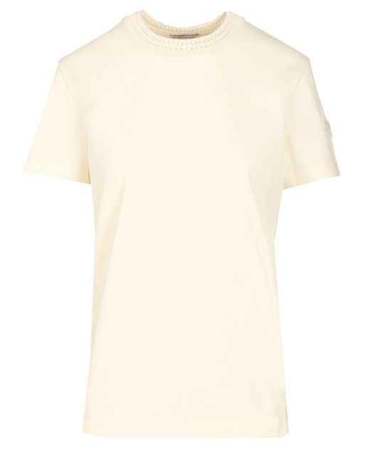 Moncler Natural With Crochet Detail T-Shirt
