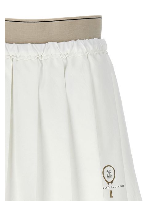 Mini Pleated Skirt Gonne Bianco di Brunello Cucinelli in White