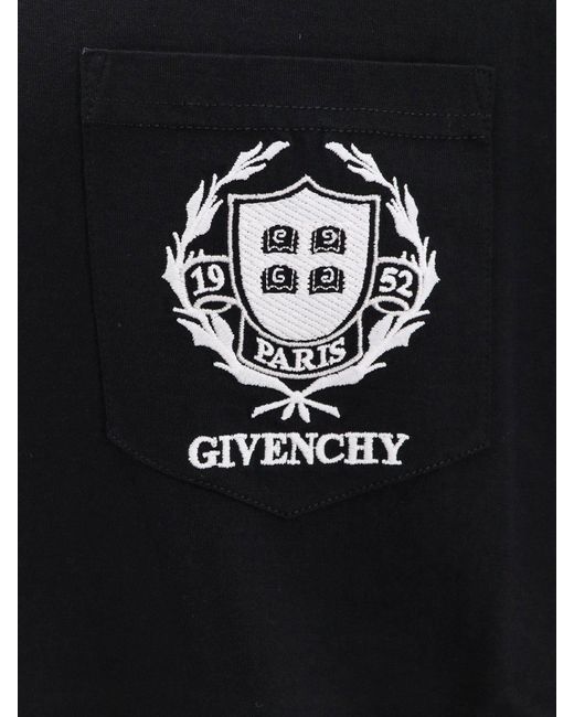 T-shirt in cotone con logo Crest ricamato di Givenchy in Black da Uomo