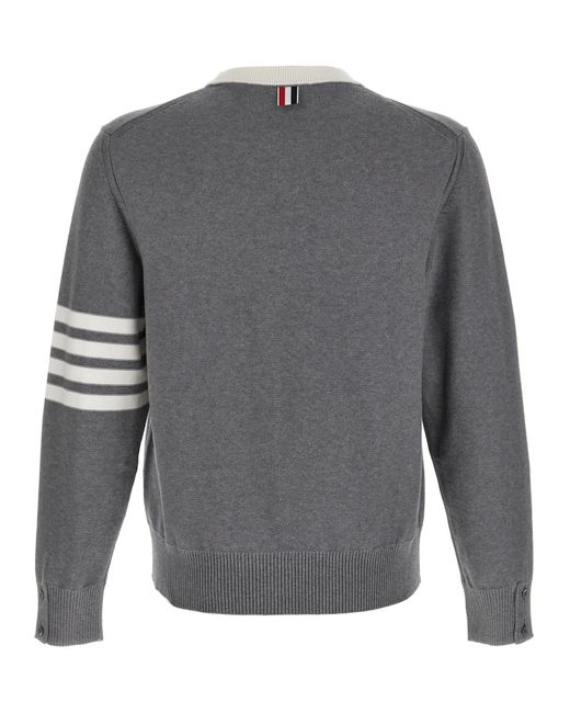 Thom Browne Gray 4-Bar Hector' Sweater for men