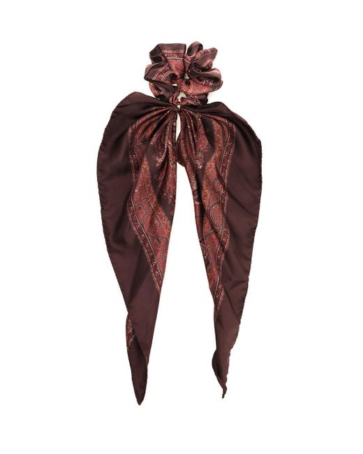 Saint Laurent Red Paisley Pattern Scrunchie Accessori Per Capelli