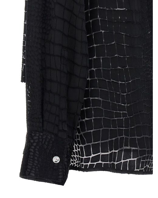 Versace Black Crocodile Shirt, Blouse