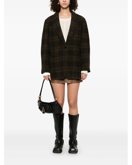 Isabel Marant Black Gesina Check Wool Suit Jacket