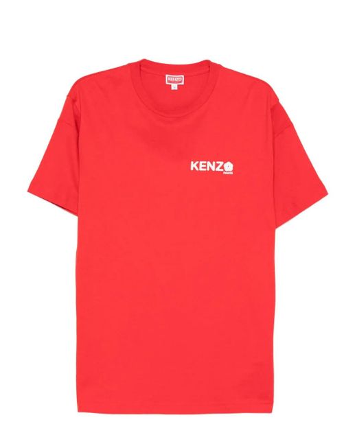KENZO Red Cotton T-Shirt With Logo for men