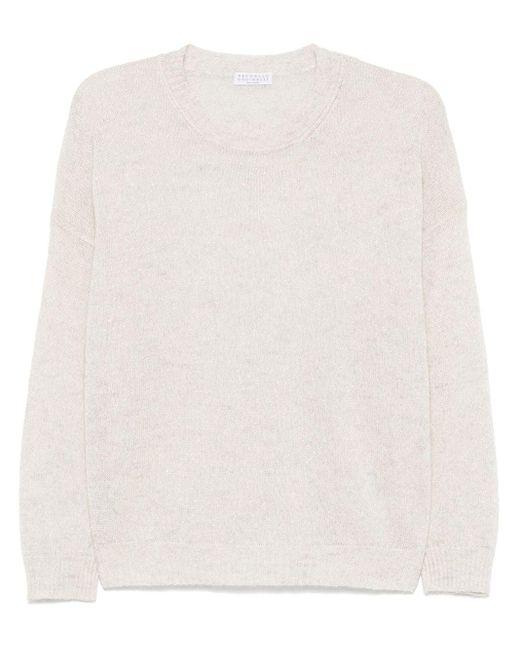 Brunello Cucinelli White Mohair Wool Sweater