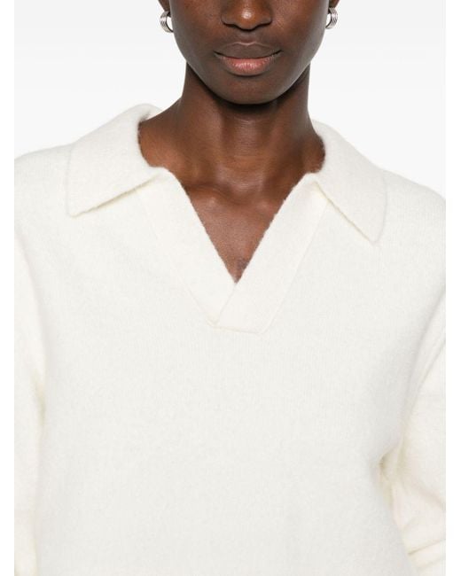 DUNST White Wool Blend Polo Sweater