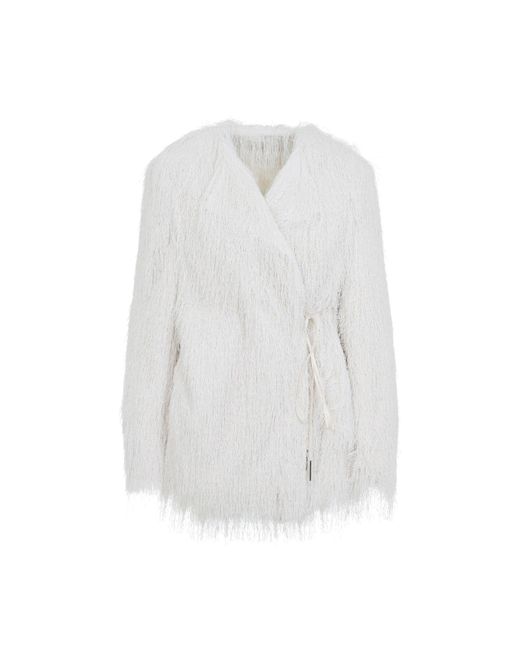 Dries Van Noten White Faux Fur