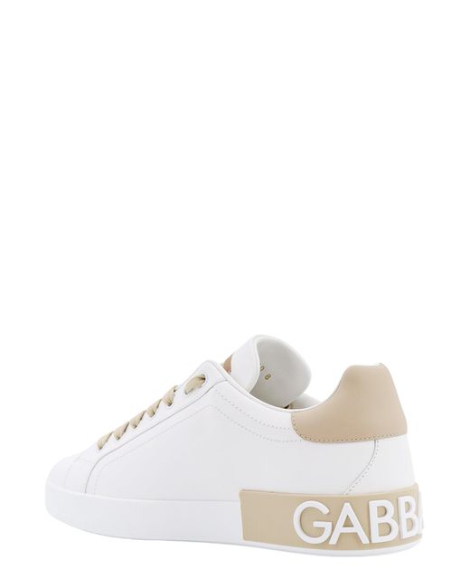 Sneakers in pelle con monogramma laterale di Dolce & Gabbana in White da Uomo