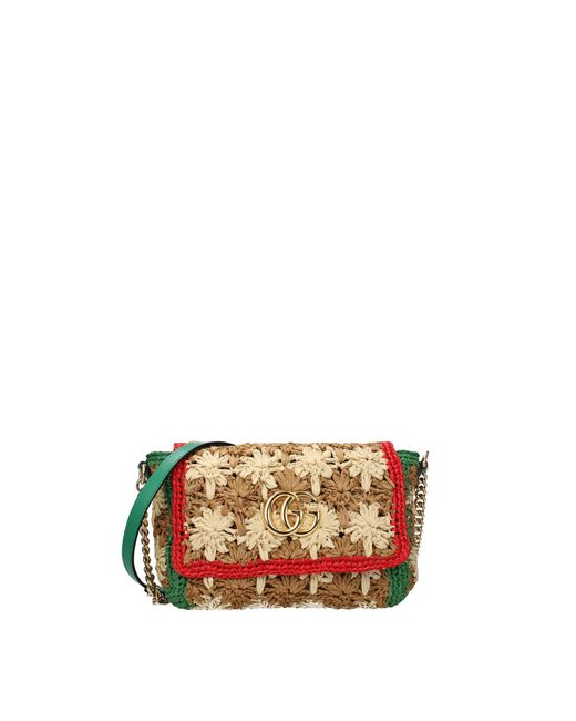 Gucci Crossbody Bag Raffia Green in Natural Lyst