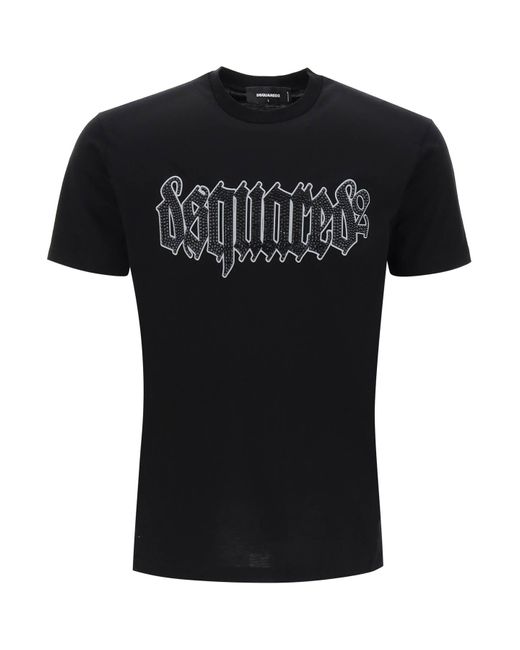 DSquared² Black Embellished Cool Fit T Shirt for men