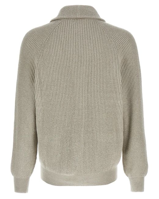 Brunello Cucinelli Gray Shawl Cardigan for men