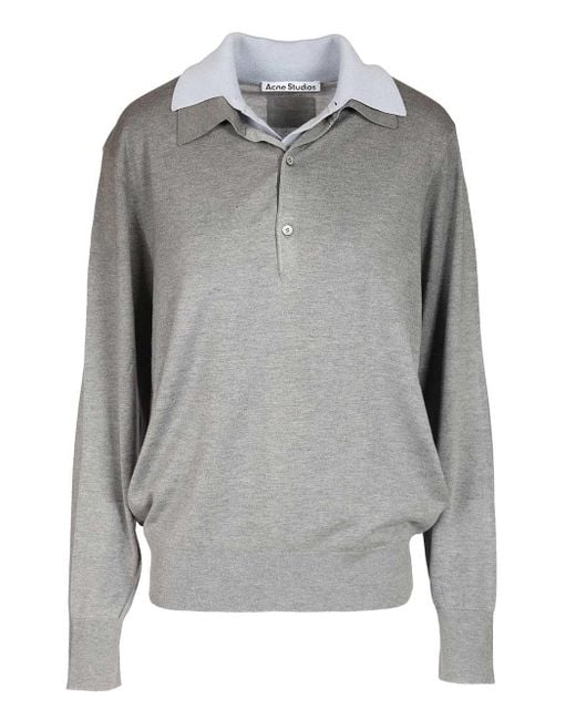 Acne Gray Koyat Silky Wool Knitwear Blue