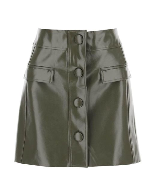 MVP WARDROBE Green Montenapoleone Mini Skirt In Coated Cotton