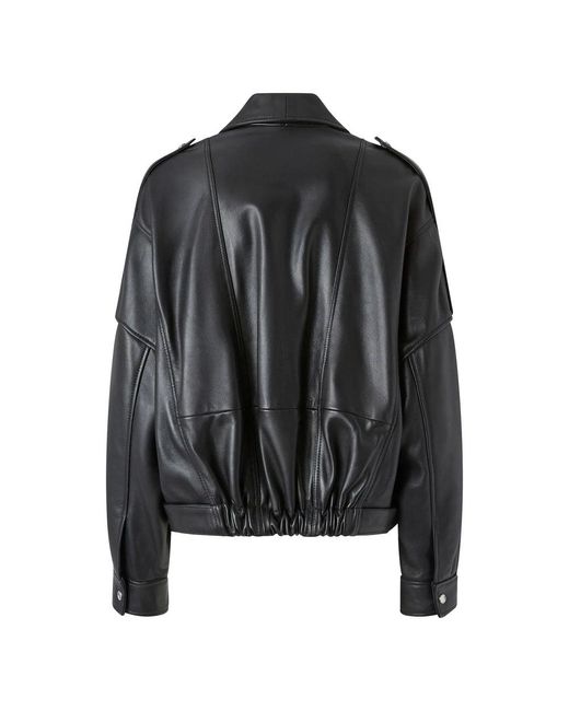 Pinko Black Leather Outerwears