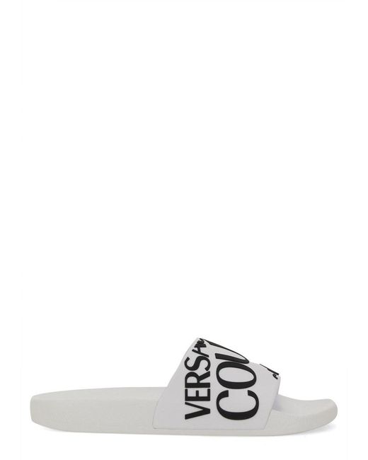 Versace Jeans Couture White Slide Sandal With Logo for men