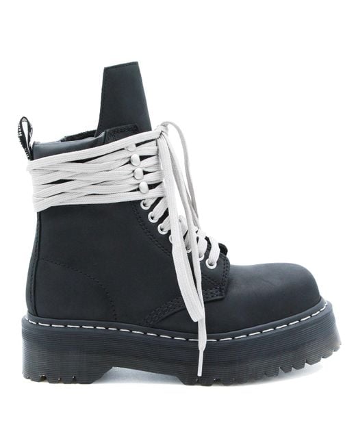 Dr. Martens 1460 Quad Sole Megalace Boot In Oily Nubuck Cow Leather Boots Black