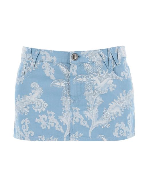 Vivienne Westwood Blue Cotton Jacquard Foam Mini Skirt