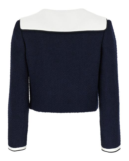 Self-Portrait Blue Boucle Contrast Collar' Blazer