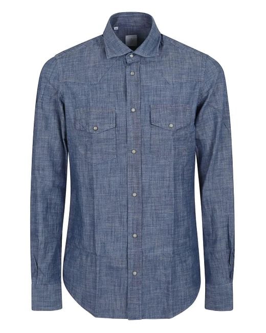 Eleventy Blue Cotton Shirt for men
