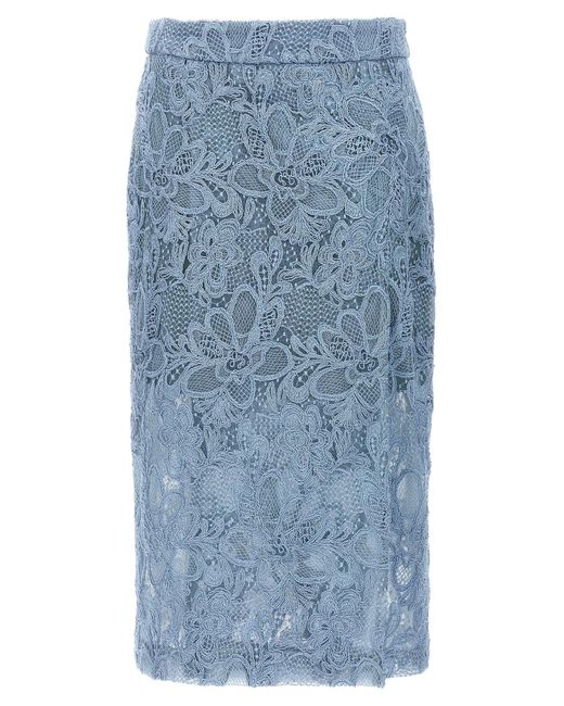 Lace Skirt Gonne Celeste di Ermanno Scervino in Blue