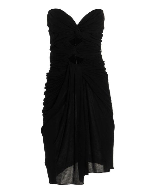 Saint Laurent Black Draped Cut Out Dress Dresses
