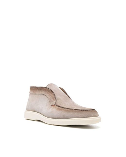 Stivaletti slip-on in camoscio di Santoni in Natural da Uomo