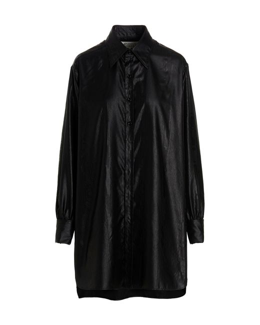 Maison Margiela Black Coated Satin Shirt