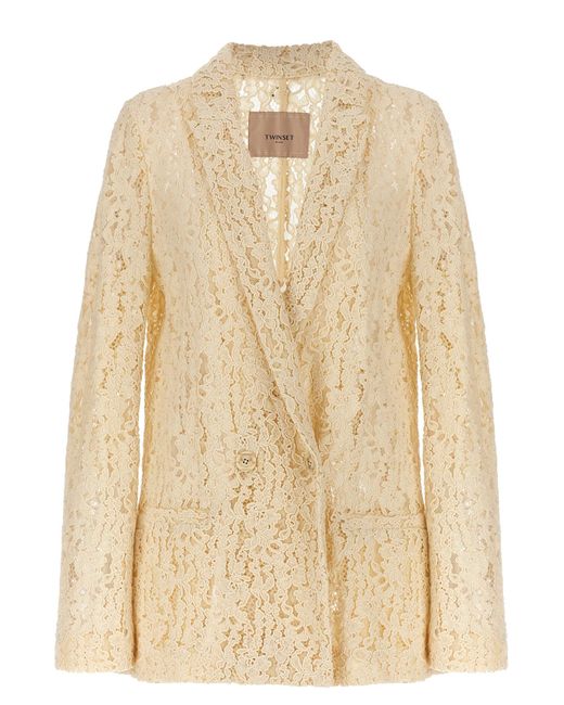 Twin Set Natural Lace Blazer Blazer And Suits