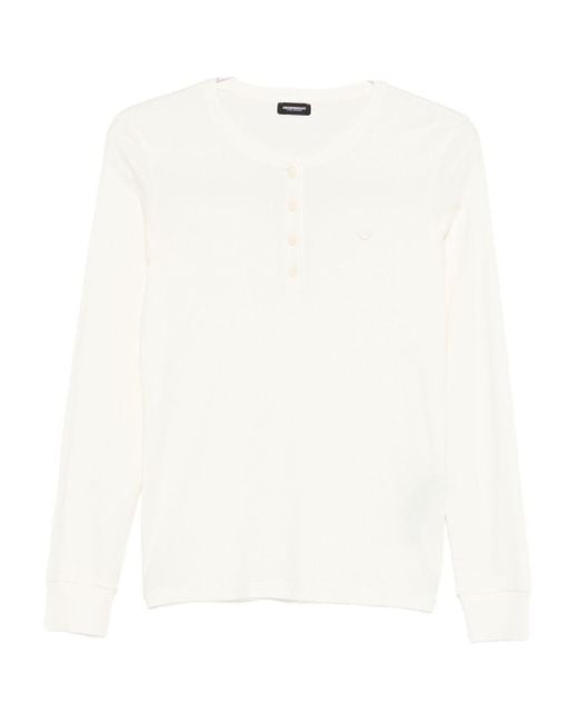 Emporio Armani White Cotton Buttoned Long-Sleeve