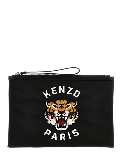 KENZO Black Logo Embroidery Bag Clutch for men