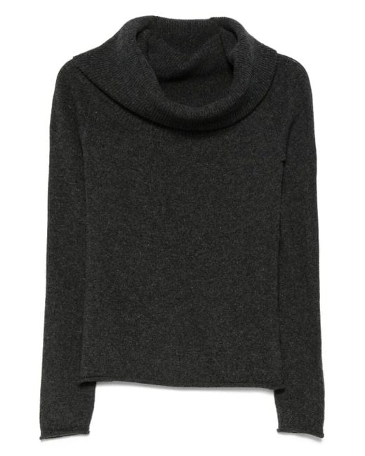 Roberto Collina Black Wool And Cashmere Cowl-Neck Sweater