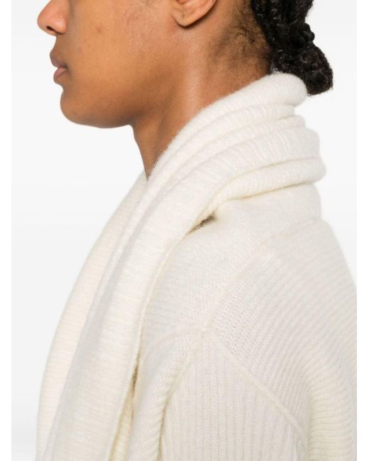 Rick Owens White Knitted Long Cardigan