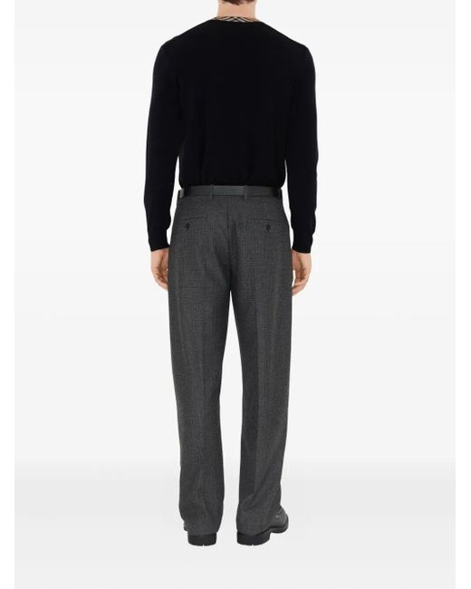 Maglione Di Lana Con Rifiniture A Quadri-Uomo di Burberry in Blue da Uomo