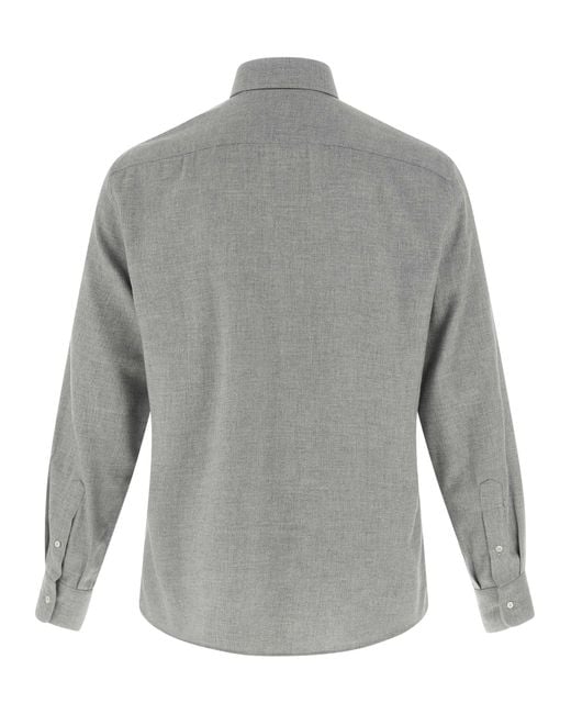 Brunello Cucinelli Gray Cotton Shirt for men