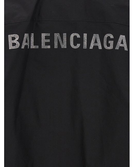 Balenciaga Black Rhinestone Logo Shirt Shirt, Blouse