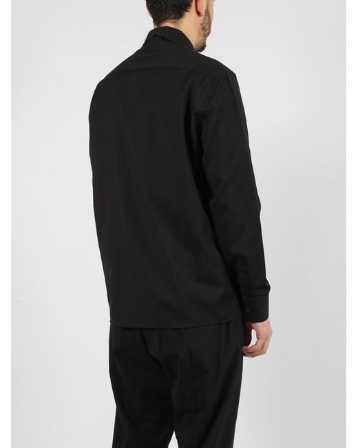 Low Brand Black Tropical Wool Shirt Jacket for men