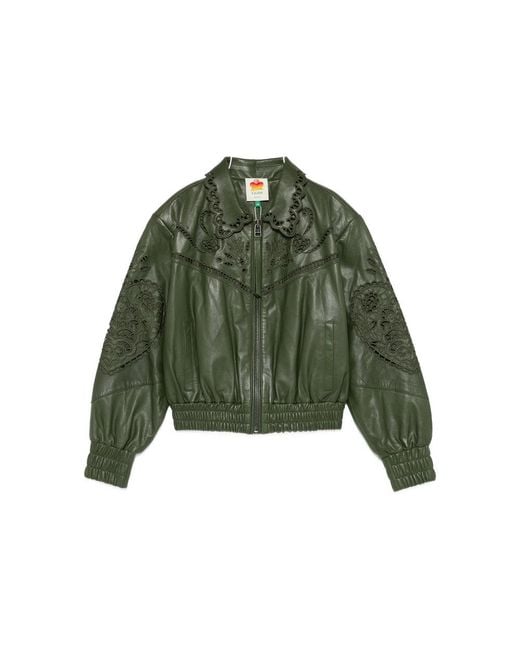 Farm Rio Leather Outerwears Green