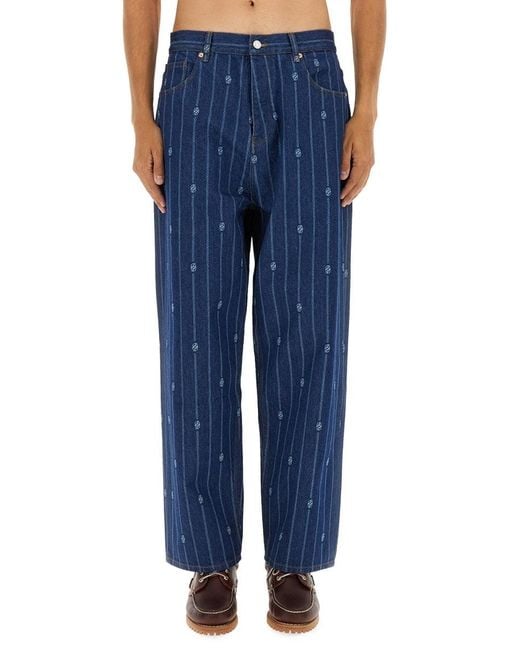Drole de Monsieur Blue "Le Jean Baggy Monogramme" Pants for men
