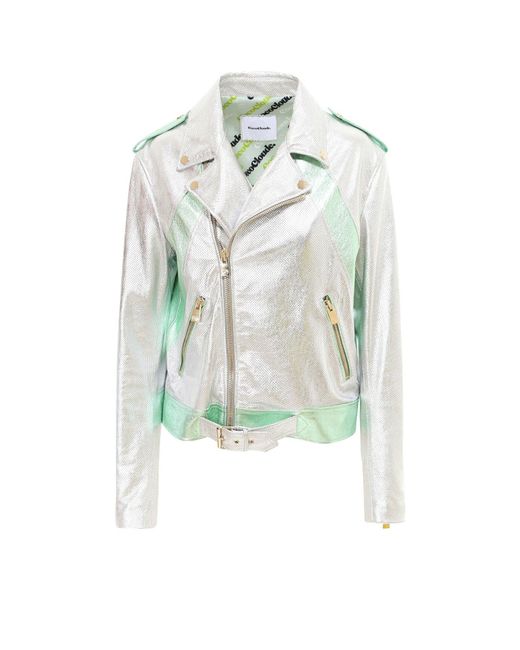 Coco Cloude White Metallised Leather Jacket