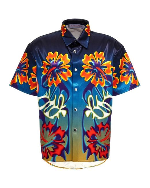 Bluemarble Blue Hibiscus Shirt, Blouse for men