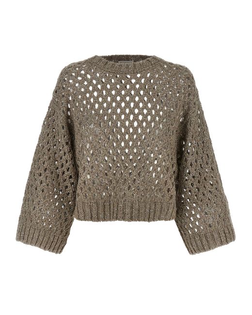 Rustic Dazzling Net Maglioni Grigio-Donna di Brunello Cucinelli in Multicolor