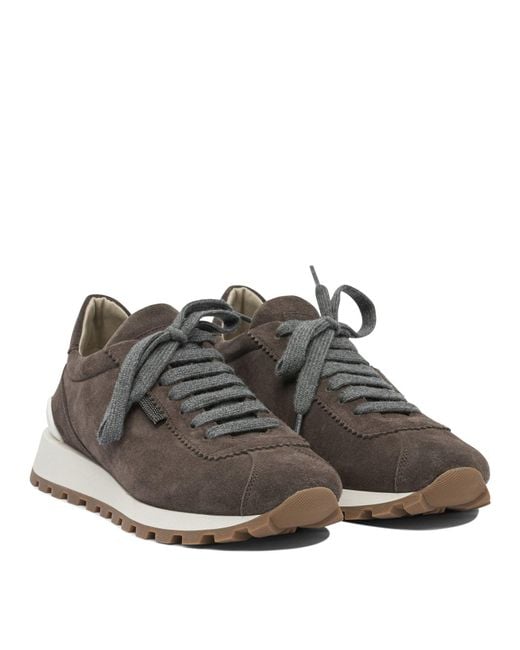 Brunello Cucinelli Black Shiny Tab Sneakers