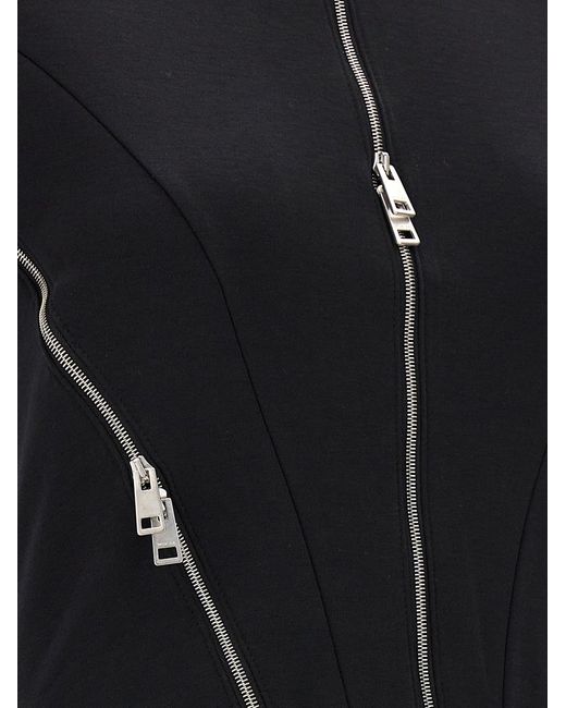 Mugler Black Zip-Detail Bodysuit