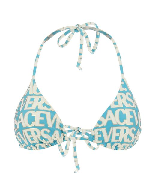 Versace Blue Allover Bikini Top